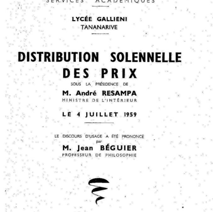 Distribution des prix 1958- envoyé par Alain Peyrot